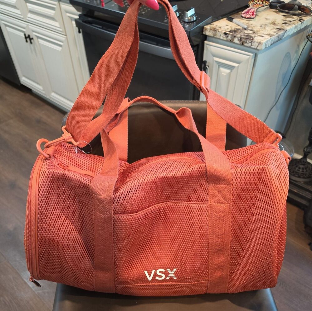 NWT Victoria's Secret VSX Limited Ed. Mesh Duffle Bag Shoe Compartment Orange